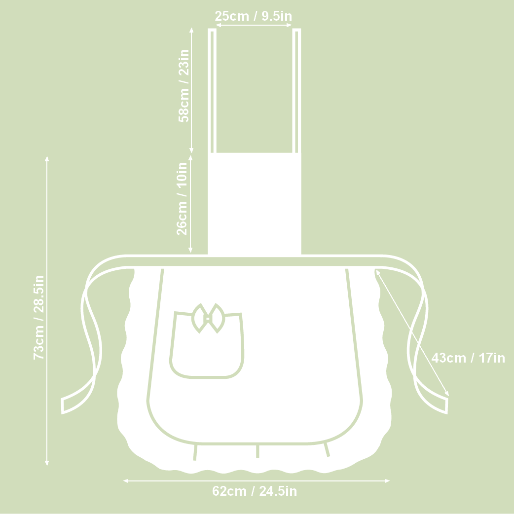 Ladies' Apron with Ruffles and Pocket - Botanico - Kotikauppa