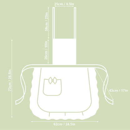 Ladies' Apron with Ruffles and Pocket - Botanico - Kotikauppa