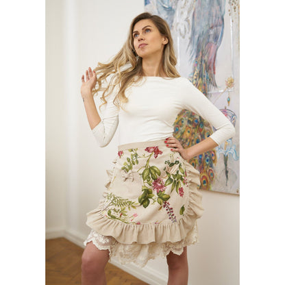 Ladies Half Apron with Ruffles and Pocket - Botanico - Kotikauppa