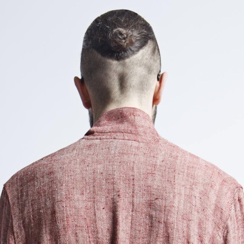 Linen Men's Bathrobe - Red Fishbone - Kotikauppa