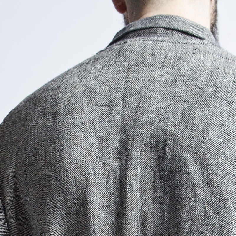 Linen bathrobe - Black Fishbone - Kotikauppa