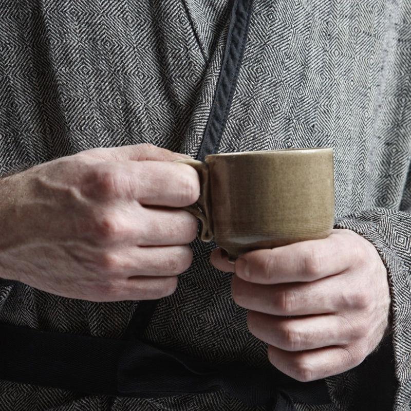 Linen bathrobe - Black Fishbone - Kotikauppa