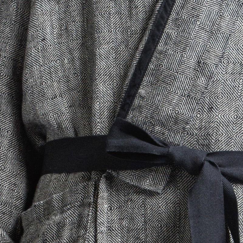 Linen bathrobe - Black Fishbone - Kotikauppa