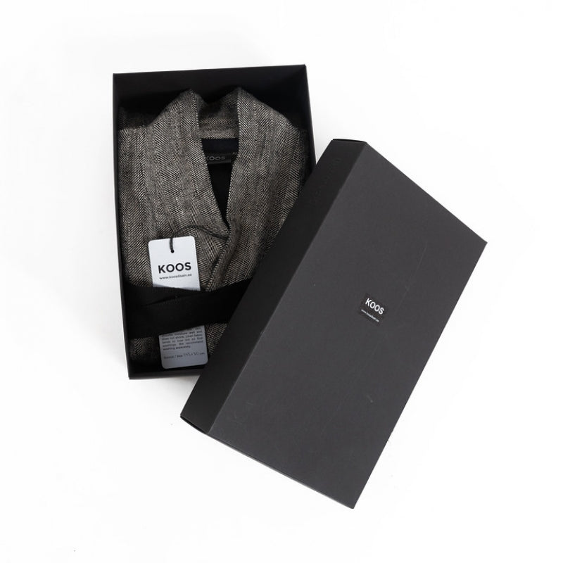 Linen bathrobe - Black Fishbone - Kotikauppa