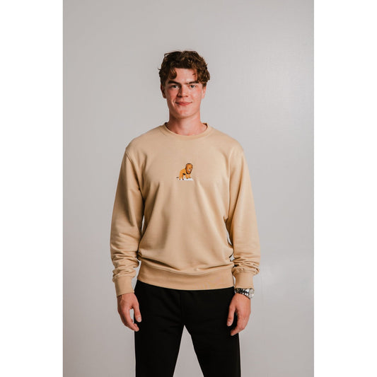 Lion pehmeä fleece-collegepaita - Vaaleanruskea

