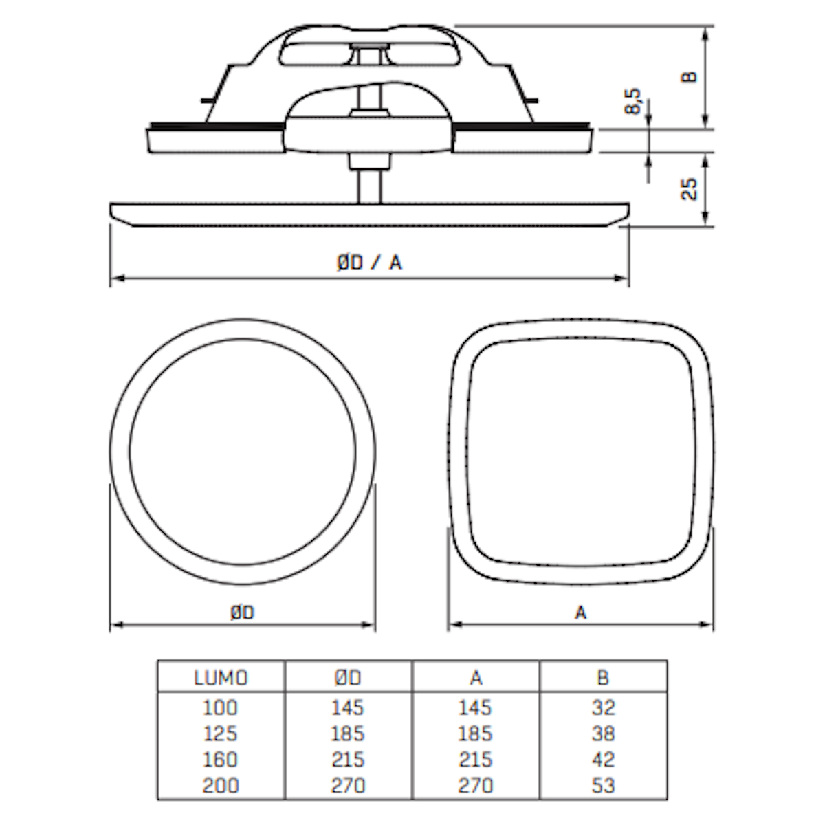 POISTOILMAVENTTIILI FLÄKTGROUP LUMO-S-125-C KANTIKAS