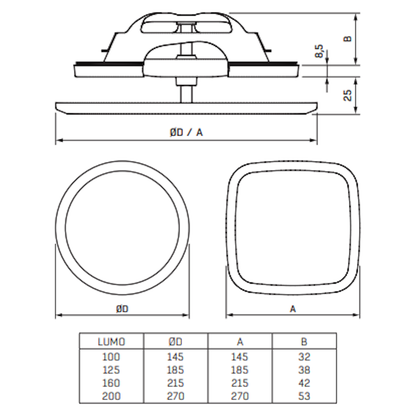 POISTOILMAVENTTIILI FLÄKTGROUP LUMO-S-125-C KANTIKAS
