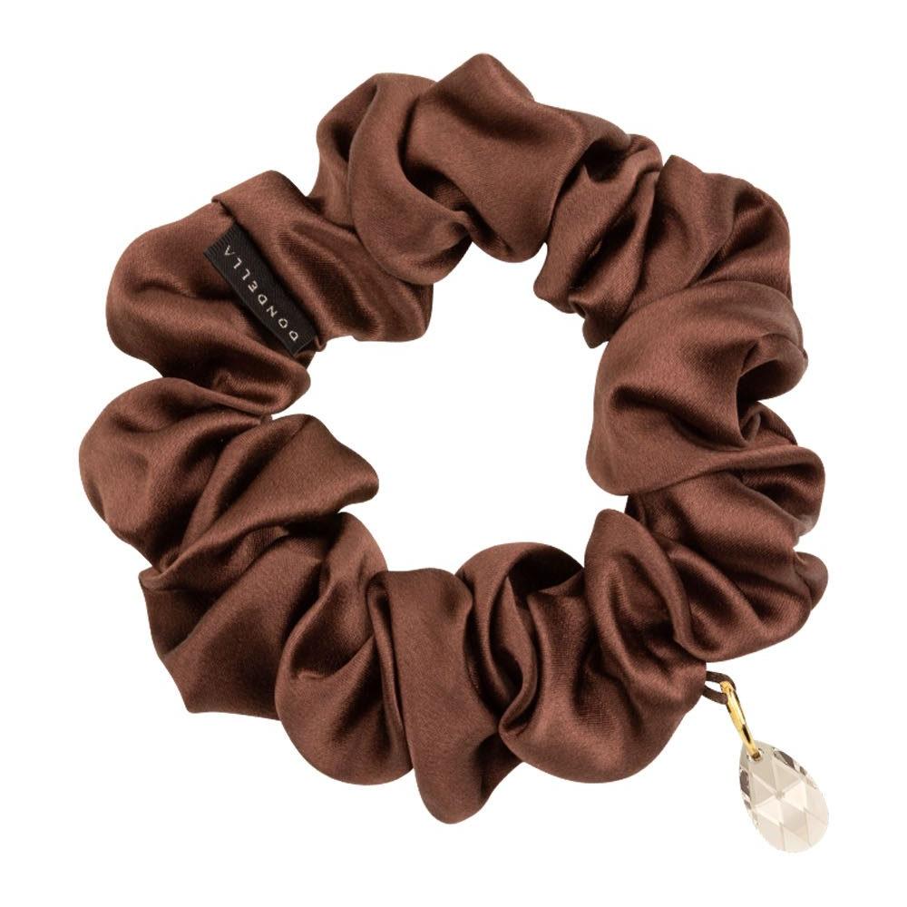 Luxury Silk Scrunchie - Brown - Kotikauppa