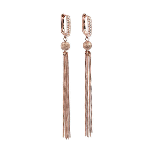 Metropolitan Glow White Tassel Earrings - Rose Gold and Silver