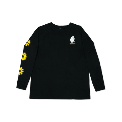 Moomintroll's Flower Longsleeve Shirt With Cuffrib Unisex - Black
