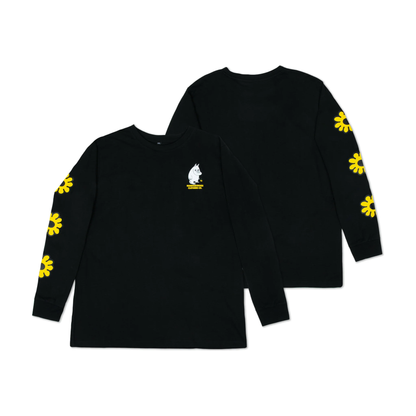 Moomintroll's Flower Longsleeve Shirt With Cuffrib Unisex - Black