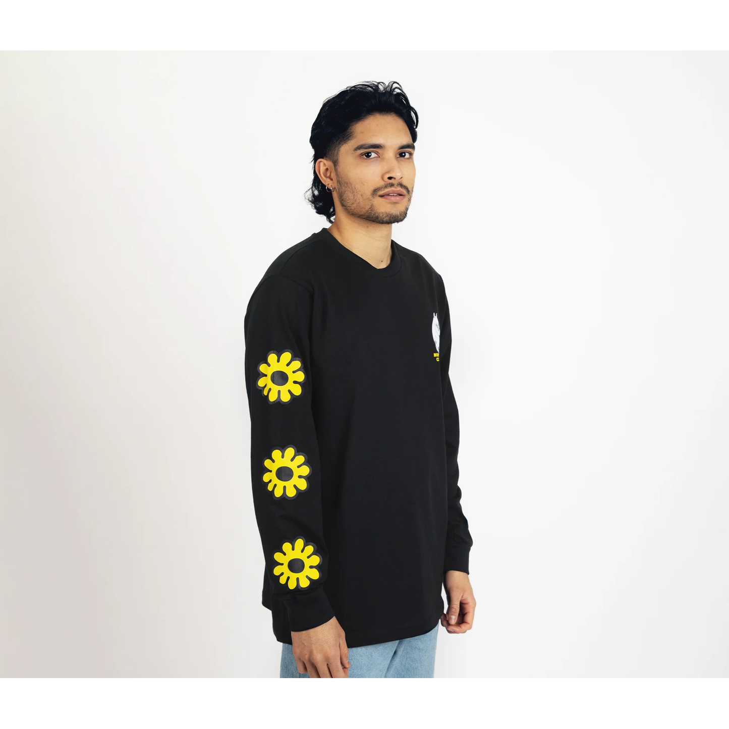 Moomintroll's Flower Longsleeve Shirt With Cuffrib Unisex - Black