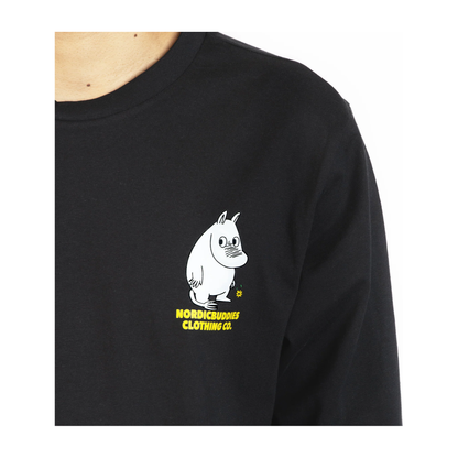 Moomintroll's Flower Longsleeve Shirt With Cuffrib Unisex - Black