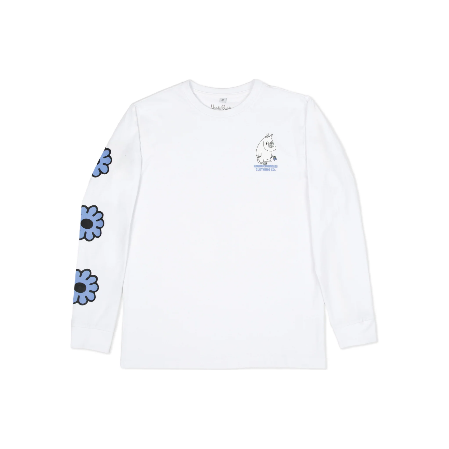 Moomintroll's Flower Longsleeve Shirt With Cuffrib Unisex - White