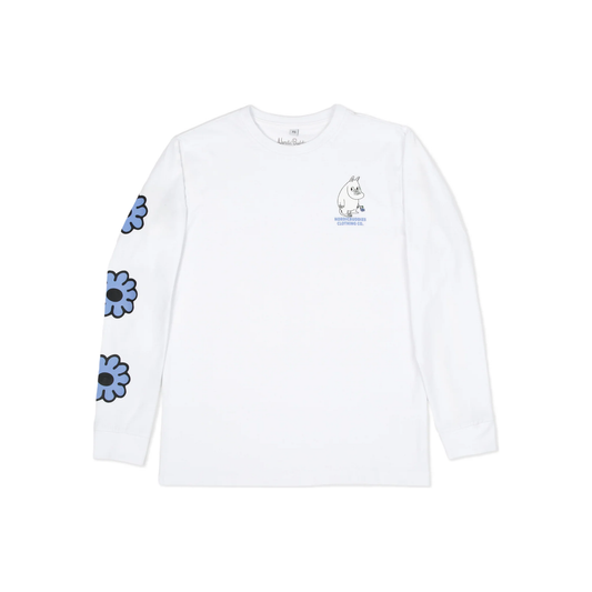 Moomintroll's Flower Longsleeve Shirt With Cuffrib Unisex - White