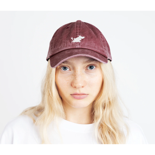 Moomintroll Washed Denim Adult Cap - Burgundy