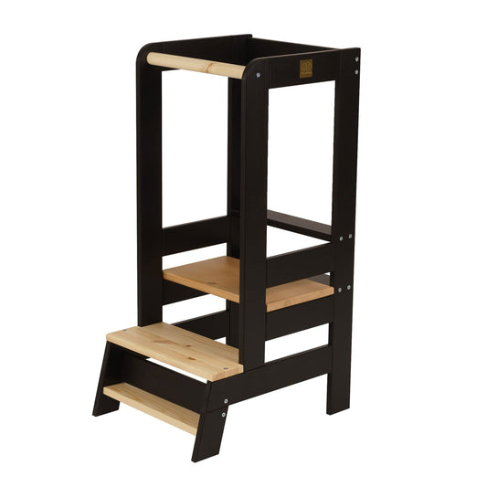 MeowBaby Wooden Kitchen Helper for Children - Black - Kotikauppa