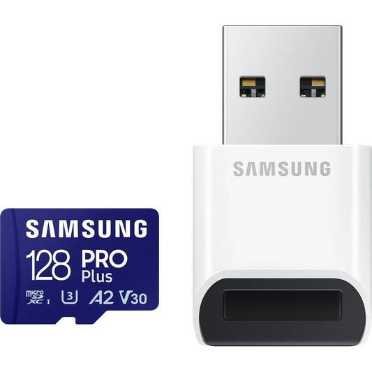 MuistikorttiSamsung PRO Plus micro SDXC 128 GB U3 A2 V30 (MB-MD128SB/WW) - Kotikauppa