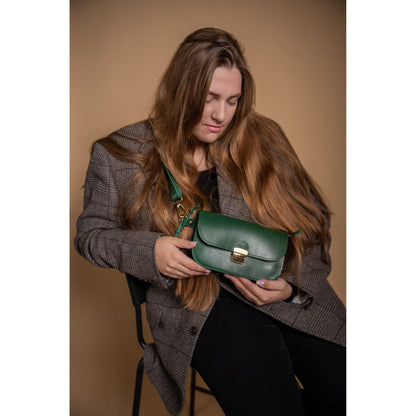 Natural Leather Saddle Bag Mini - Green