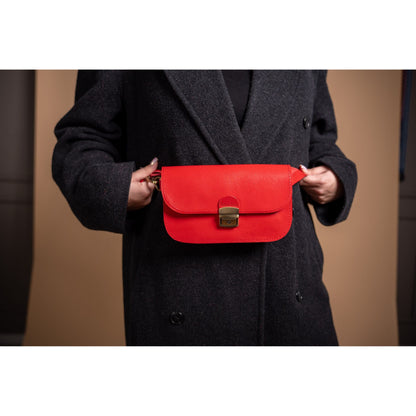 Natural Leather Saddle Bag Mini - Red