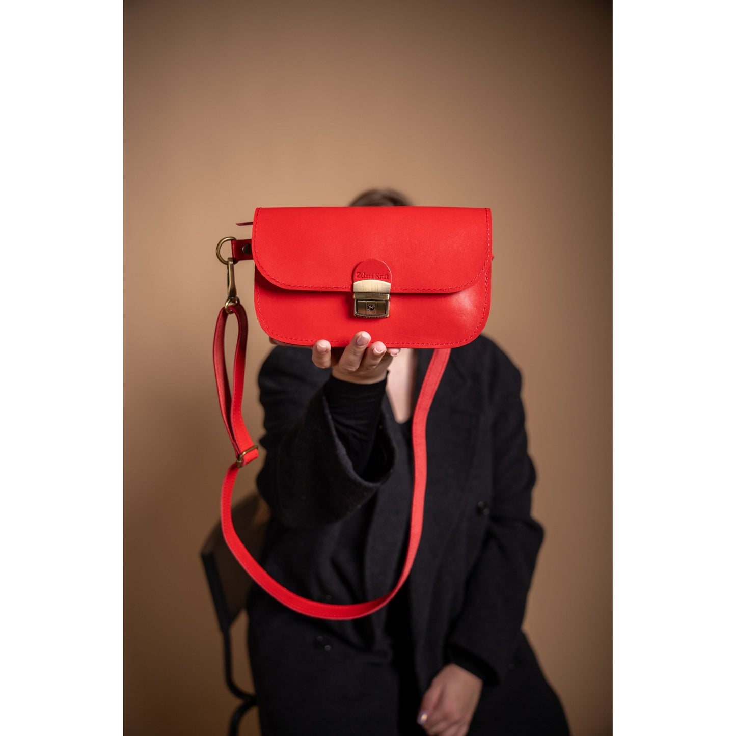 Natural Leather Saddle Bag Mini - Red