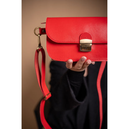 Natural Leather Saddle Bag Mini - Red