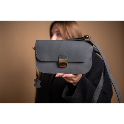 Natural Leather Saddle Bag Mini - Grey