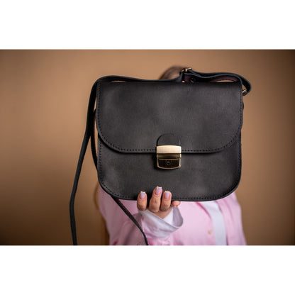 Natural Leather Saddle Bag Large – Black