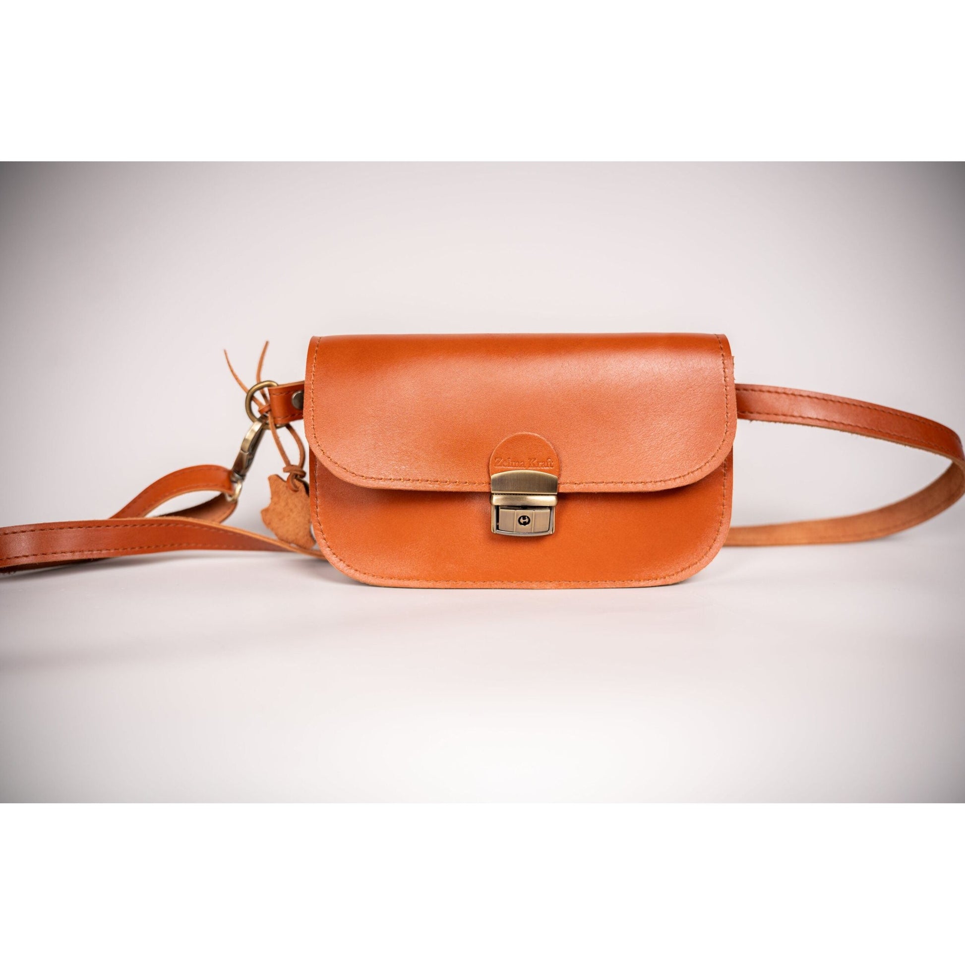 Natural Leather Saddle Bag Mini - Light Brown