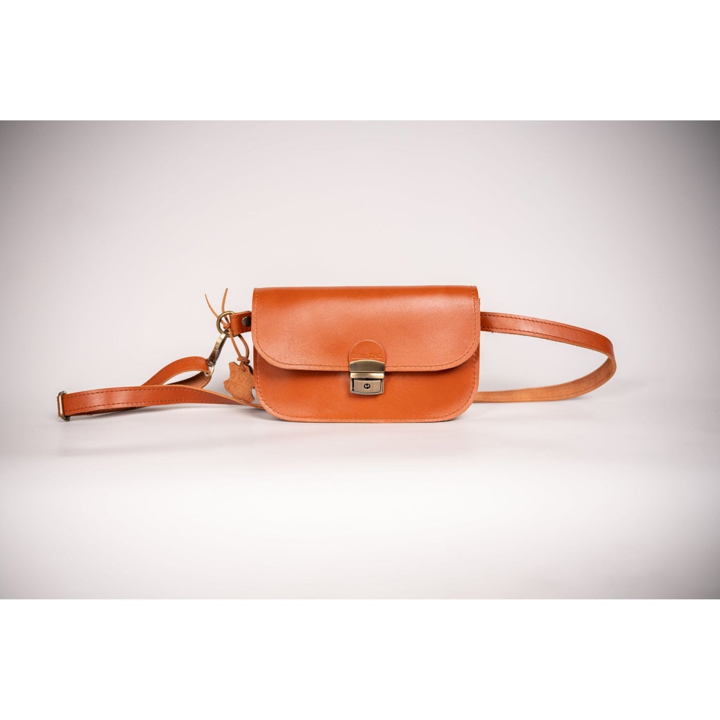 Natural Leather Saddle Bag Mini - Light Brown