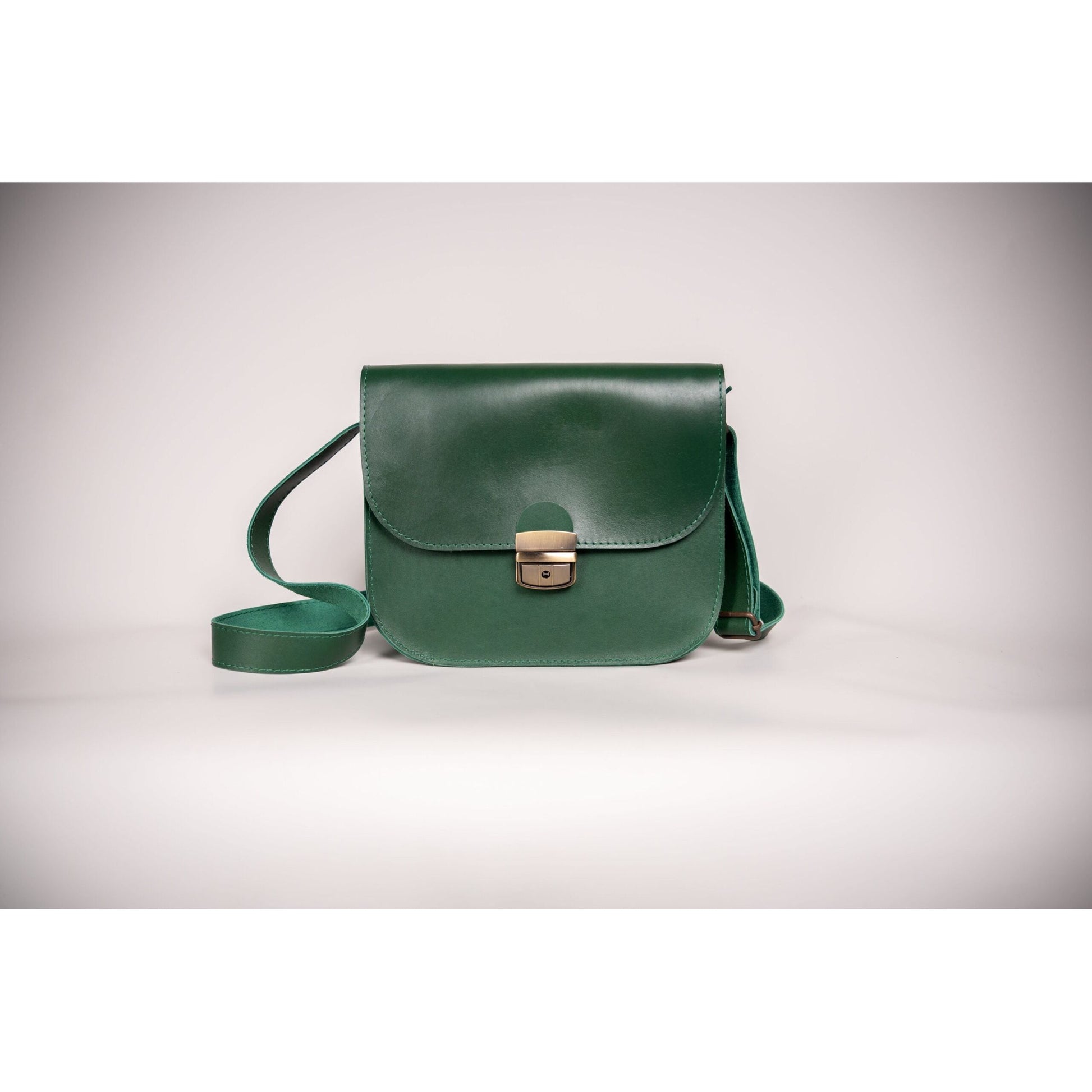 Natural Leather Saddle Bag Large – Green