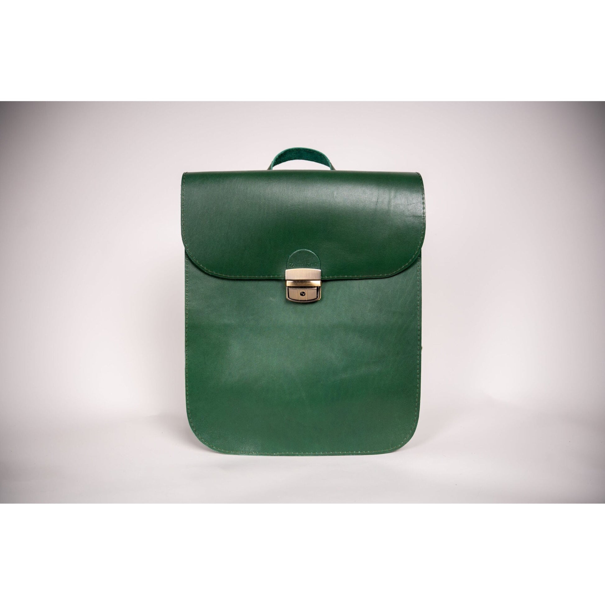 Natural Leather Saddle Backpack - Green