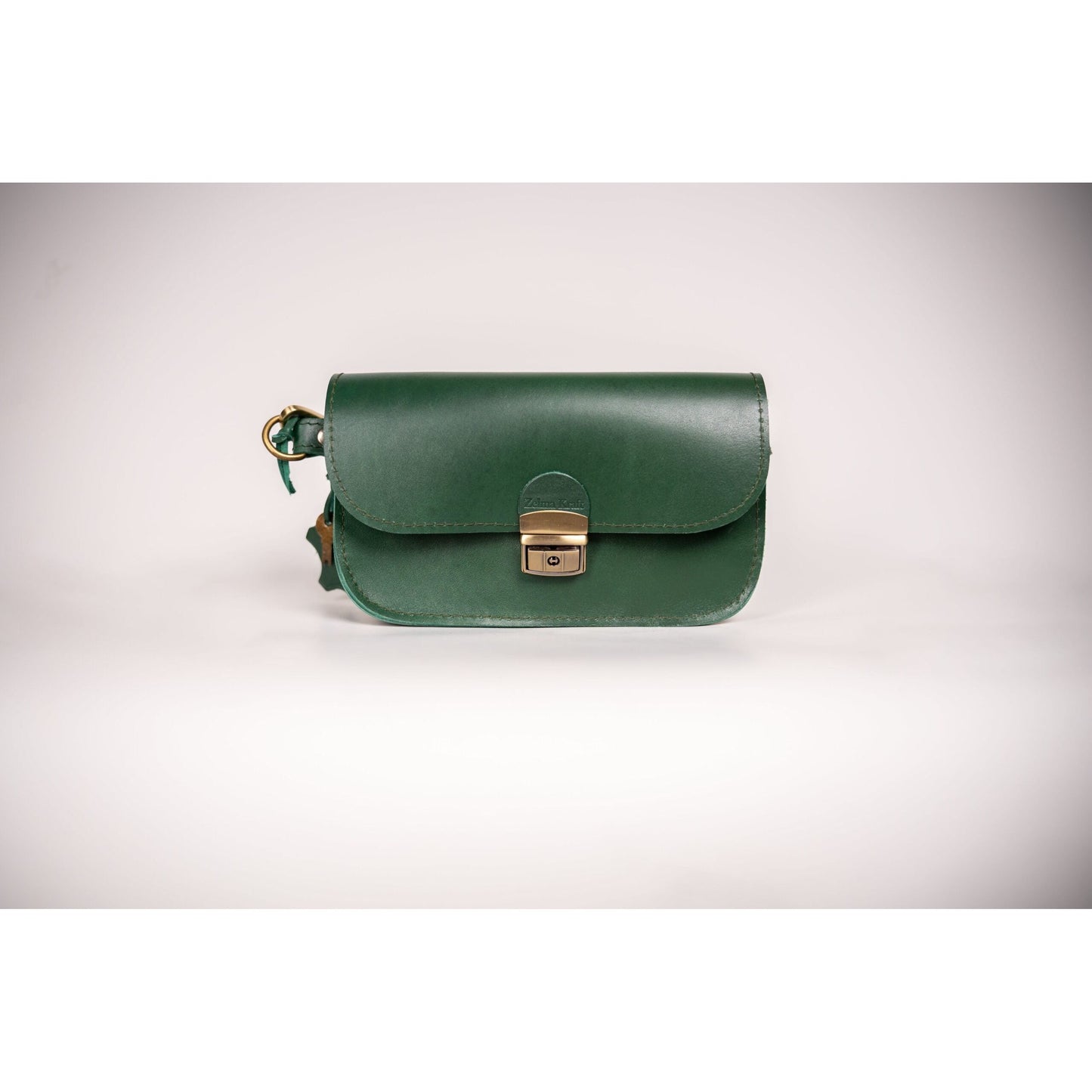 Natural Leather Saddle Bag Mini - Green