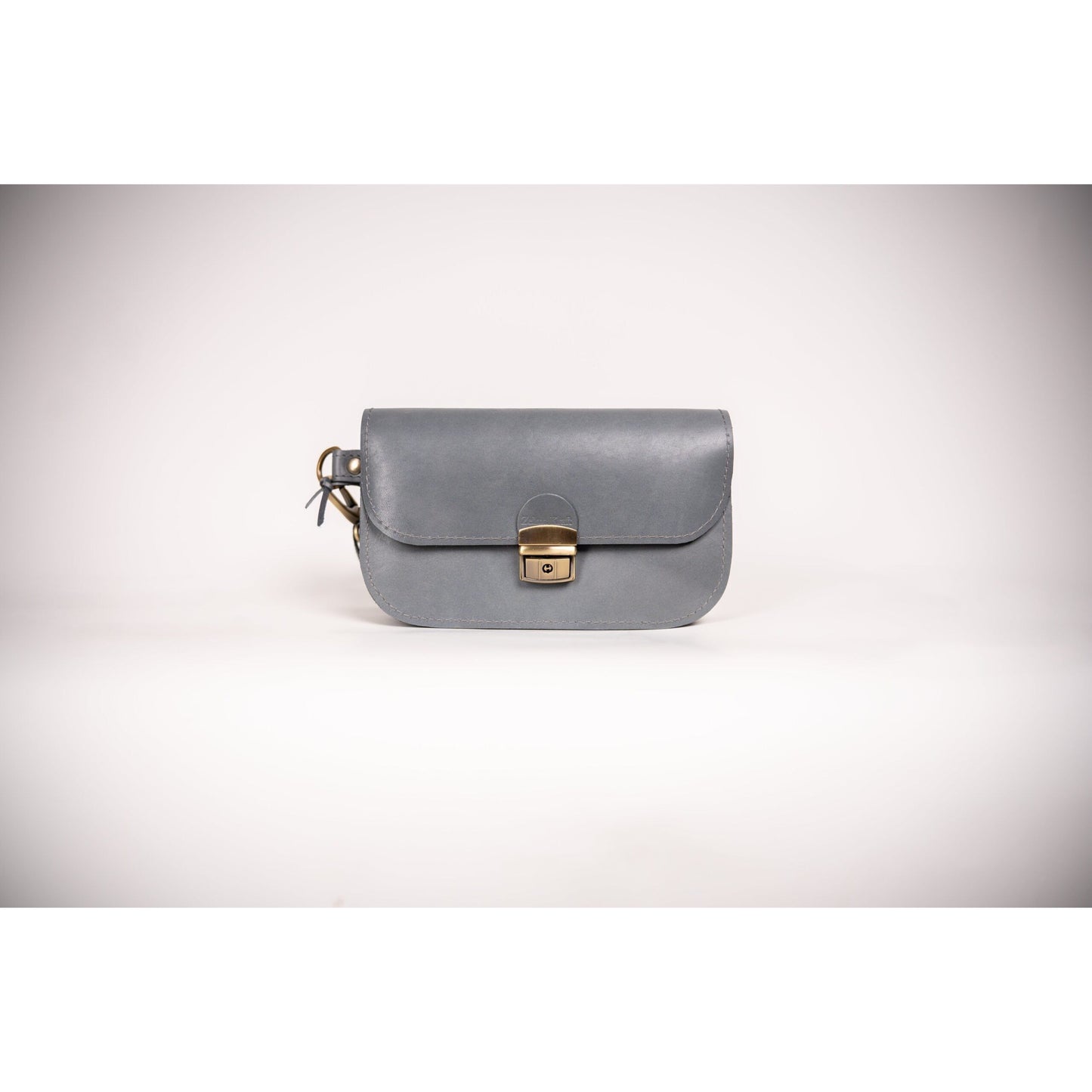 Natural Leather Saddle Bag Mini - Grey