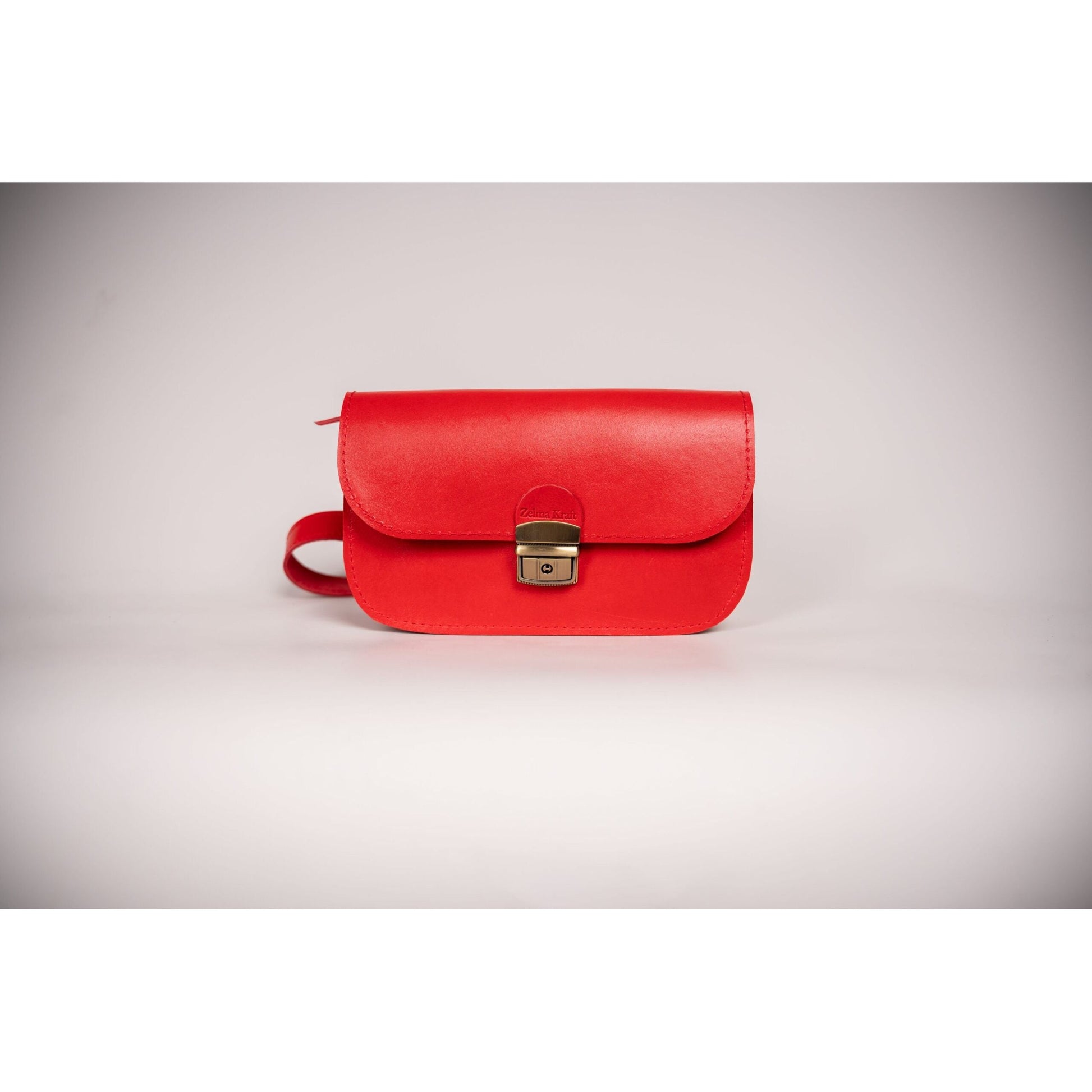 Natural Leather Saddle Bag Mini - Red