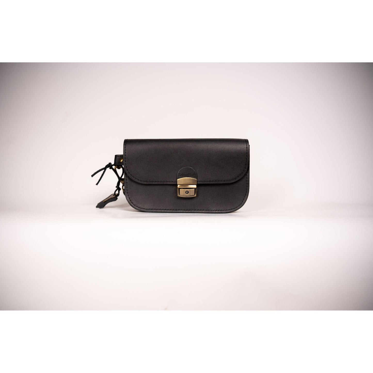 Natural Leather Saddle Bag Mini - Black