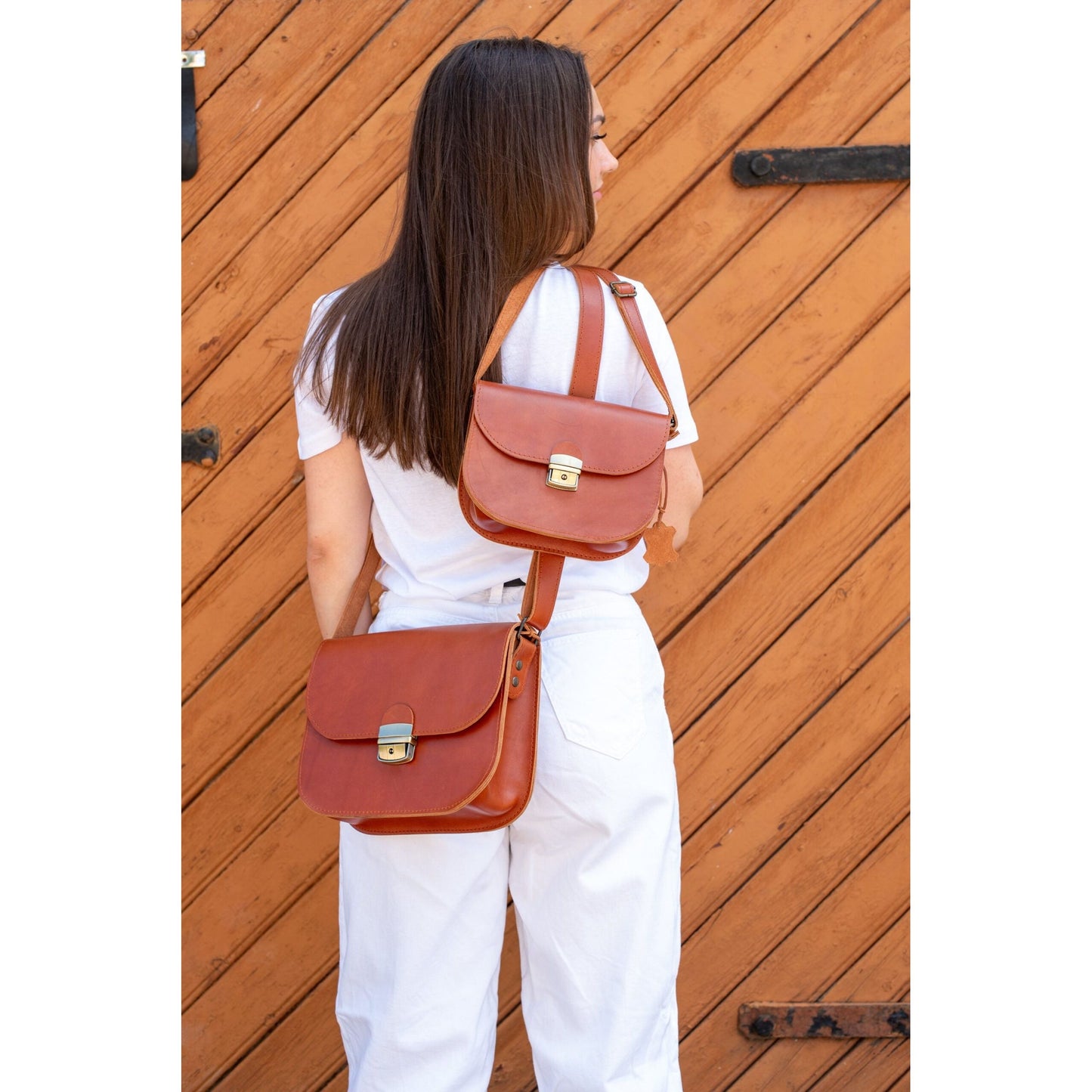 Natural Leather Saddle Bag Medium – Light Brown