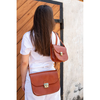 Natural Leather Saddle Bag Large – Light Brown