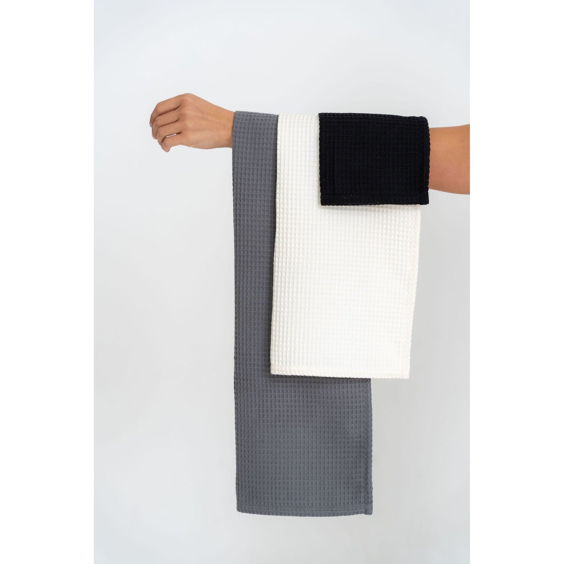 Organic Waffle Cotton Towel - Gray