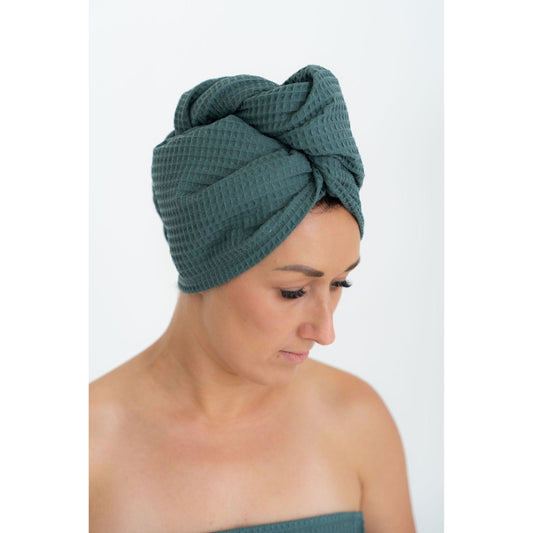 Secure Fit Cotton Hair Towel with Button Closure