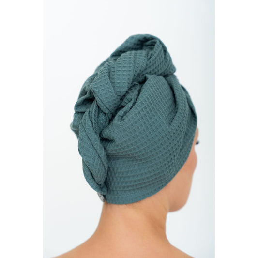Secure Fit Cotton Hair Towel with Button Closure