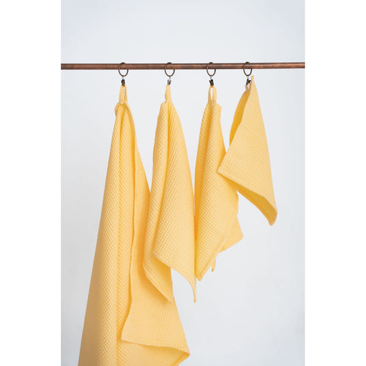 Organic Waffle Cotton Towel - Yellow