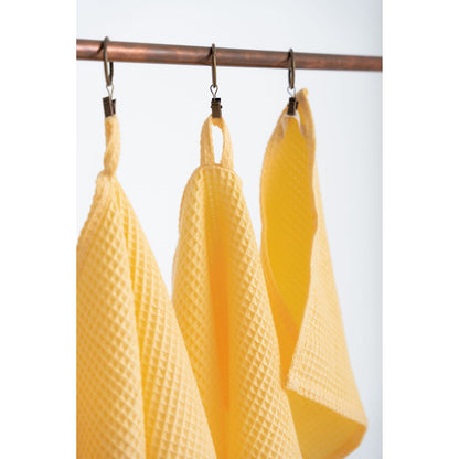 Organic Waffle Cotton Towel - Yellow
