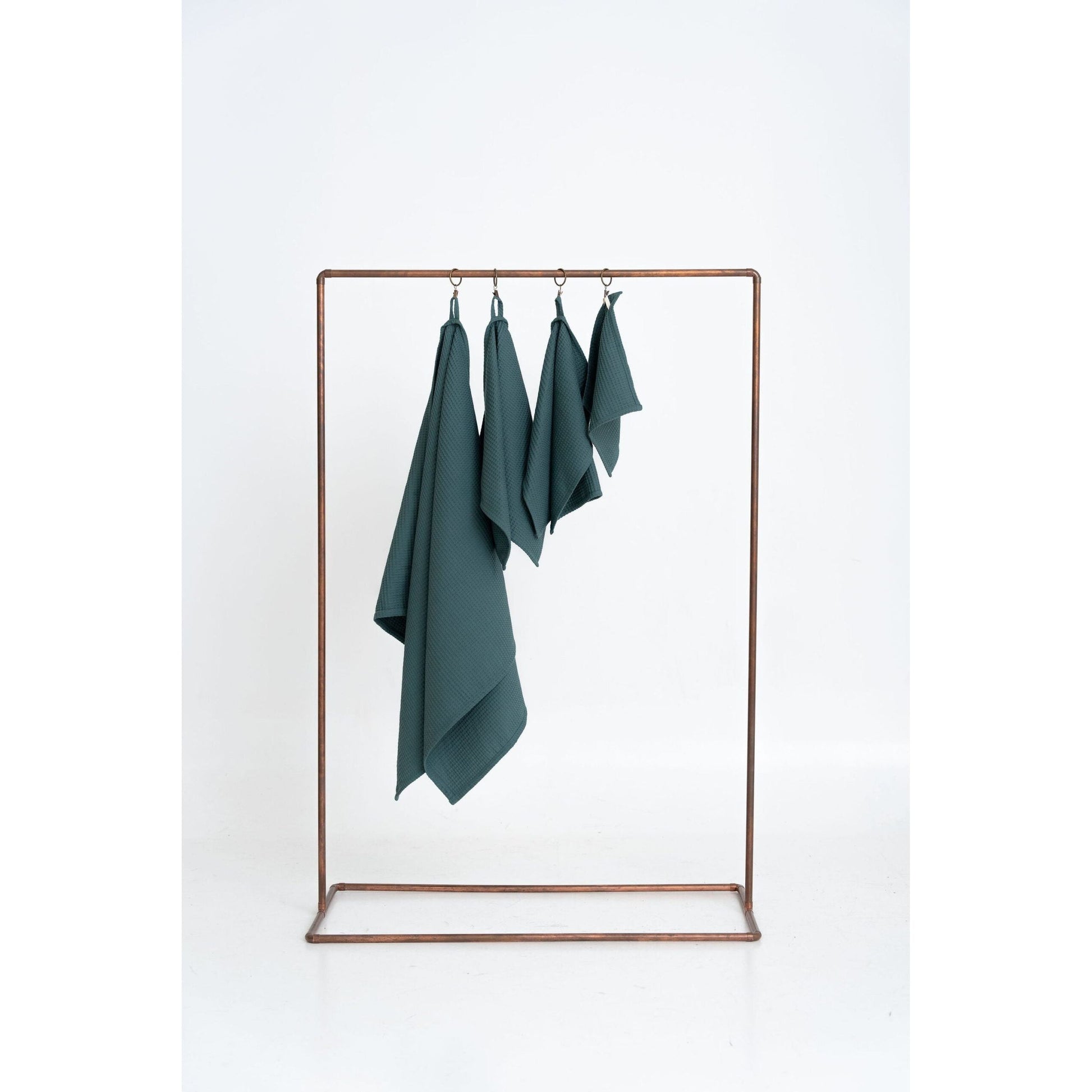 Organic Waffle Cotton Towel - Petrol