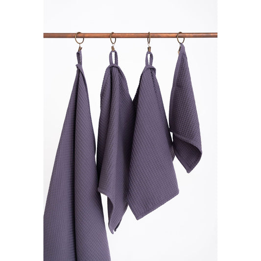 Organic Waffle Cotton Towel - Purple