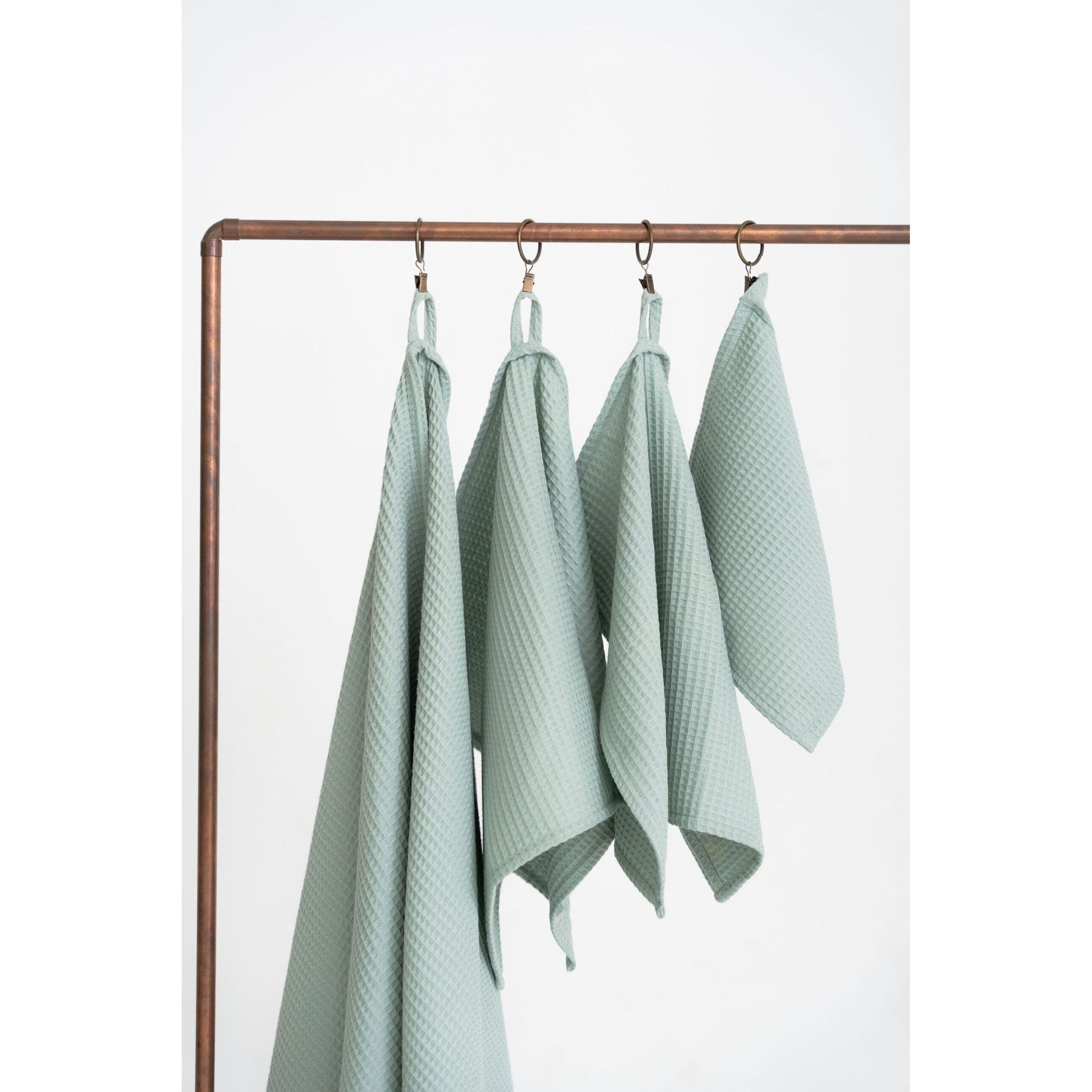 Organic Waffle Cotton Towel - Sage Green