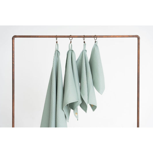 Organic Waffle Cotton Towel - Sage Green