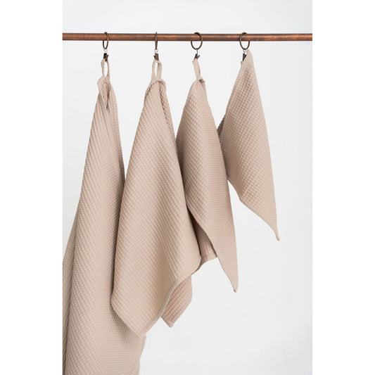 Organic Waffle Cotton Towel - Beige