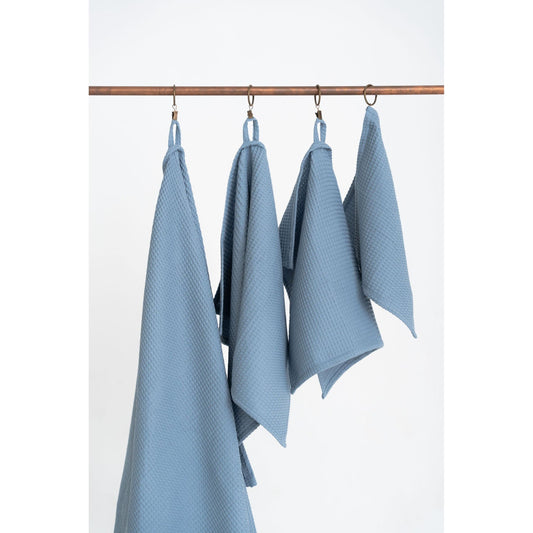 Organic Waffle Cotton Towel - Blue