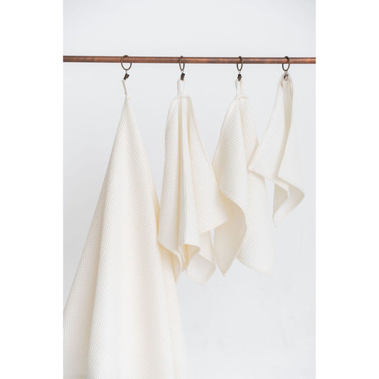 Organic Waffle Cotton Towel - Cream